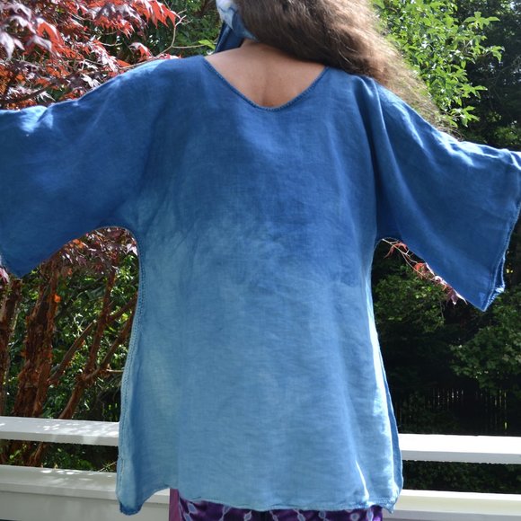Altogether Lovely BLOUSE- *made entirely-by-hand* - *hand-dyed with indigo* - Picture 3 of 7